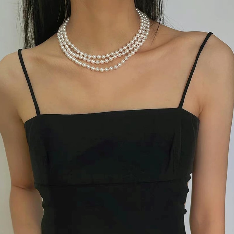 Zeffy Pearl Necklace 4MM/6MM/8MM Dainty Round Imitation Pearl Choker Necklace Wedding Pearl Necklace Delicate Jewelry for Women Simple Bridesmaid Jewelry Gifts - Image 4